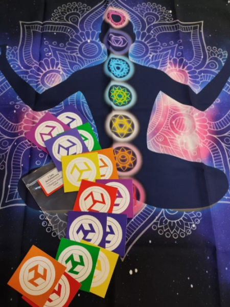 Set de Cartas Antahkarana Yin & Yang +  Tapiz Reiki 7 Chackras