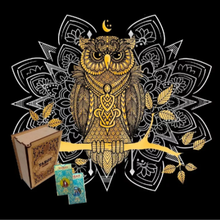 Cofre Fibrofácil Calado + Paño + Tarot Rider