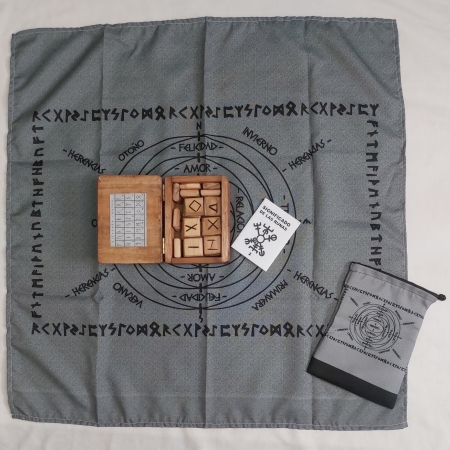 Runas Vikingas + Cofre Artesanal + Paño Campo del Sol