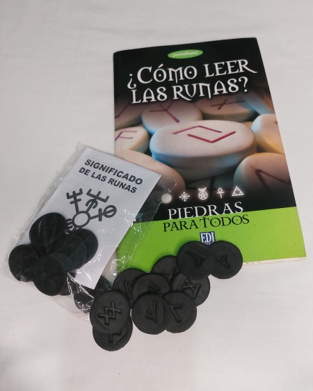 Libro ¿Cómo leer las runas? + Set de runas vikingas en porcelana