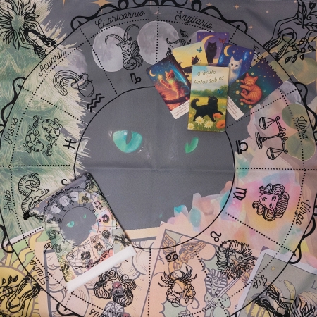 Oráculo Gatos Sabios + Paño diseño Especial + Bolsita