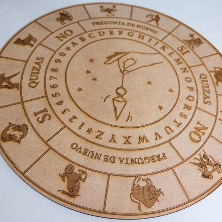 Kit Péndulo Facetado (Reiki-Radiestesia) + Tablero de Fibrofacil 