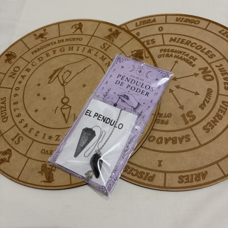 Kit Péndulo Facetado (Reiki-Radiestesia) + Tablero de Fibrofacil 