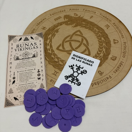 Kit Tablero Uróboro para lectura + Runas Vikingas