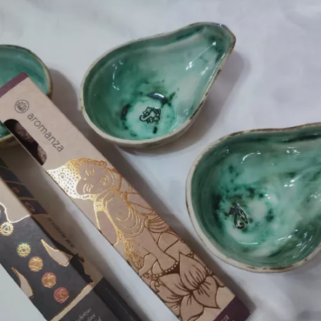 Sahumador Cerámica + Sahumerio Esferas Mágicas Aromanza x7 